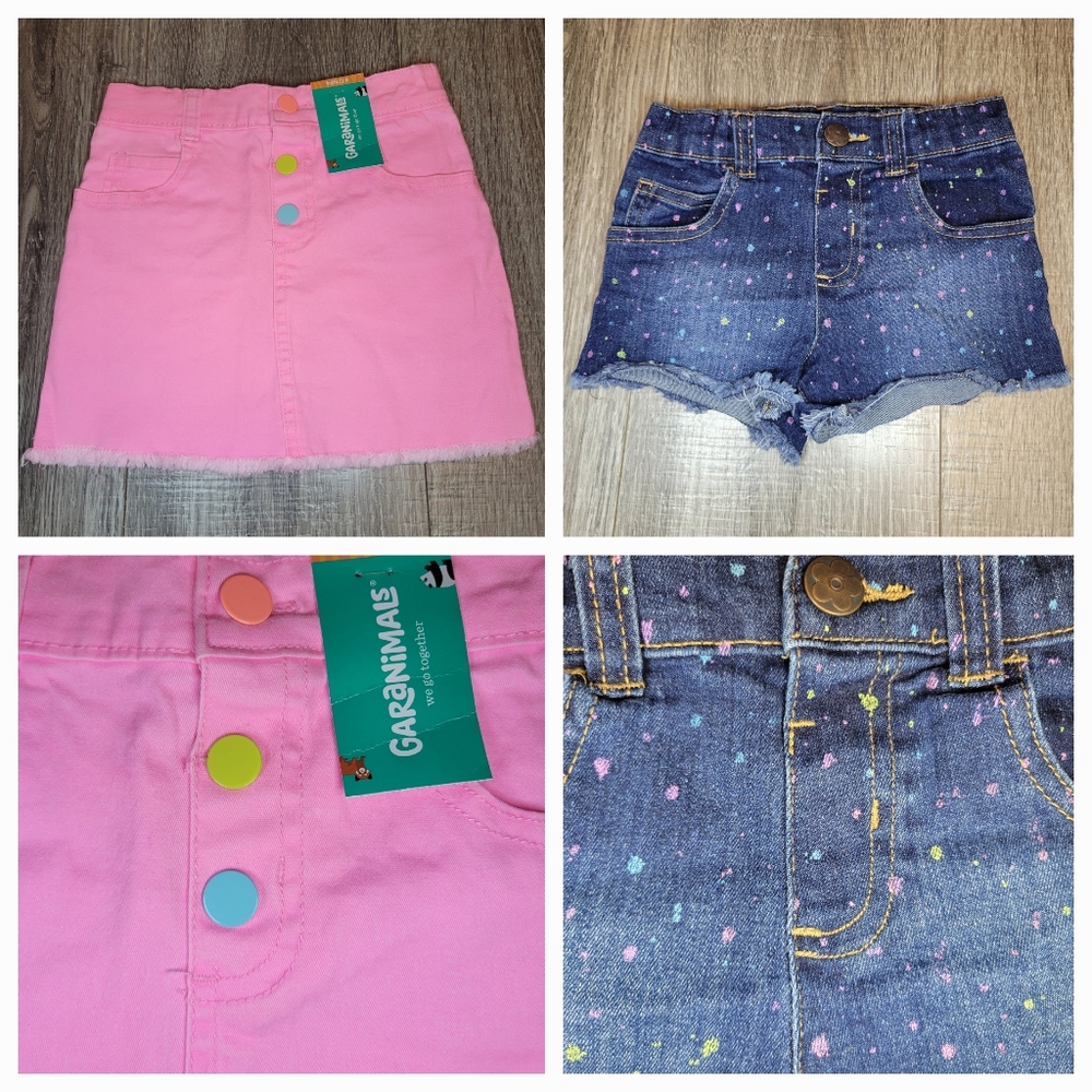 2 Pair Toddler Girls Denim Skirt and Shorts Set